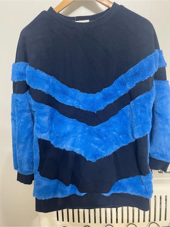 London Rag Sweaters - London Rag Plush Chevron Crewneck Sweater - Blue